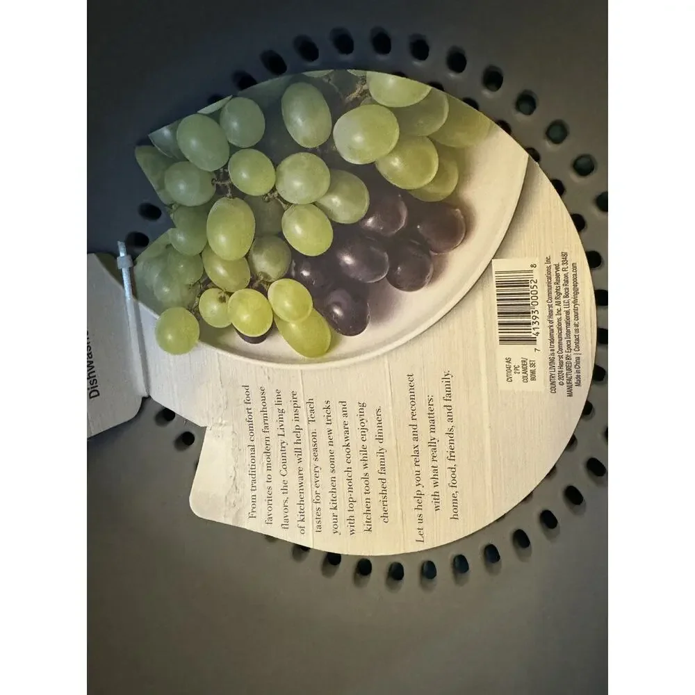 Country Living Stackable Bowl & Colander Set Teal Blue Gray Plastic-New